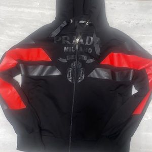 Prada hoodie sweatshirt jacket black